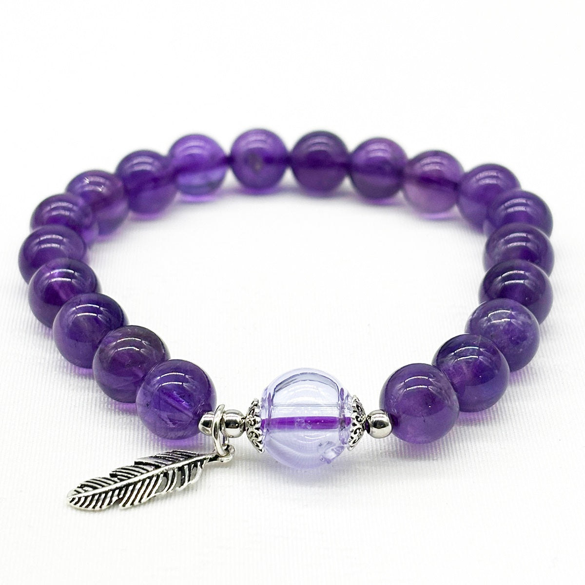 Armband aus Sterlingsilber mit Kristall und Amethyst | Energie & Heilung | Diffusor-Schmuck | Geschenk für sie