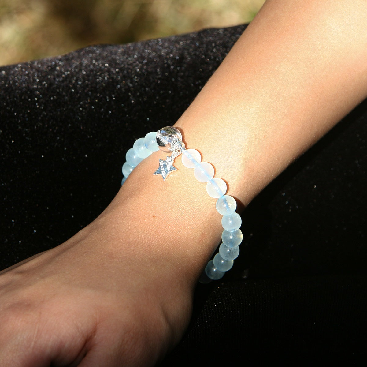 Armband aus 925er Sterling Silber mit Kristall - Aquamarin | Energie & Heilung | Diffuser Schmuck
