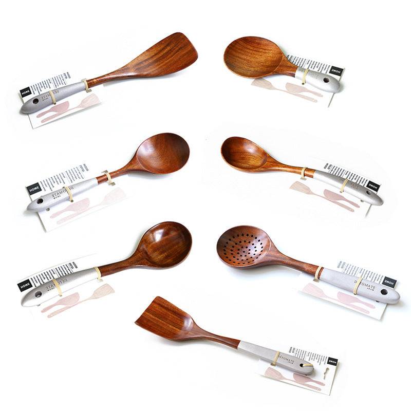 Teak-Lack-Küchenutensilien | Suppenlöffel & Gemüseschaufel im japanischen Stil