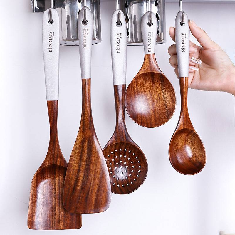 Teak-Lack-Küchenutensilien | Suppenlöffel & Gemüseschaufel im japanischen Stil