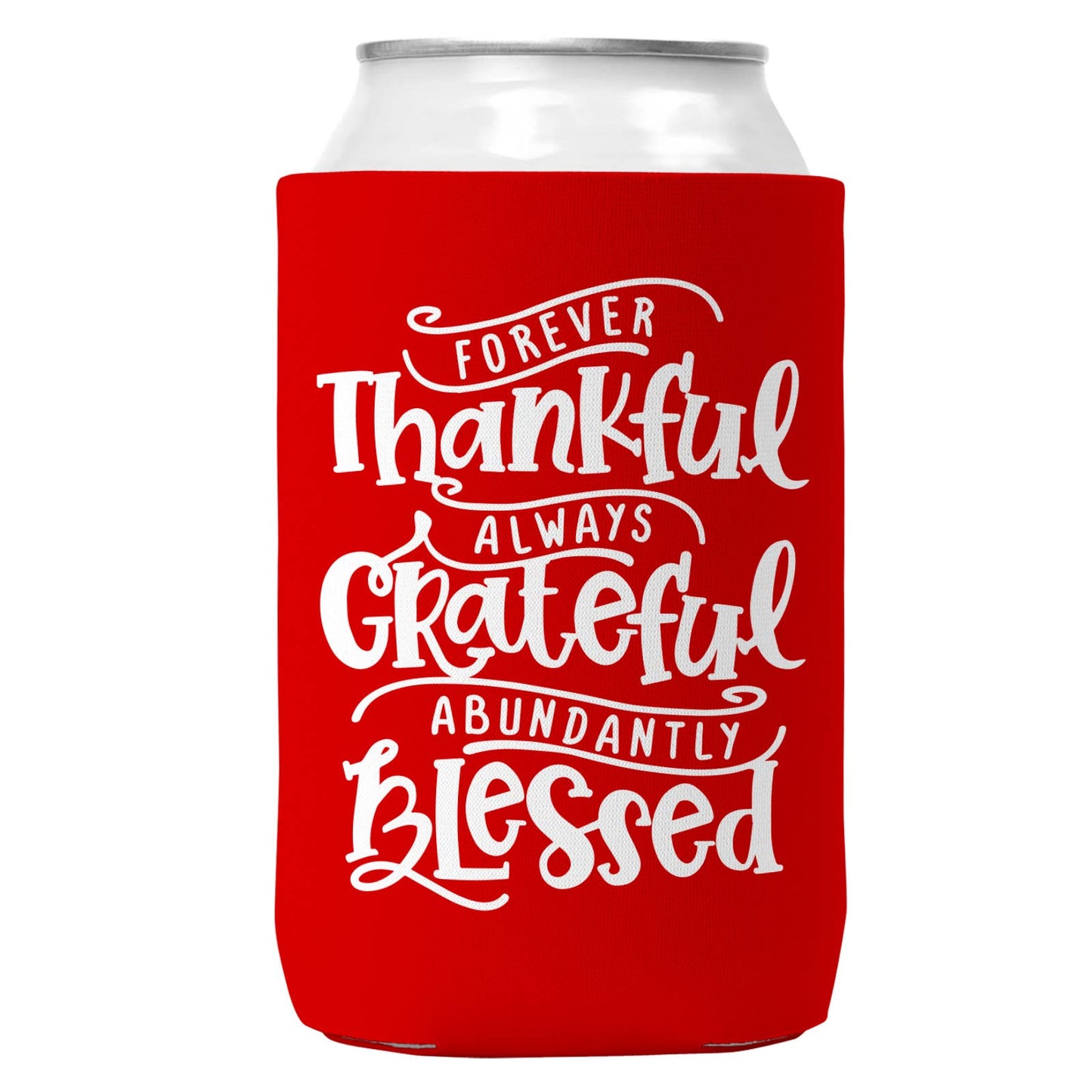 Thankful Grateful Blessed Can Coozie Cooler for 12oz Cans-0