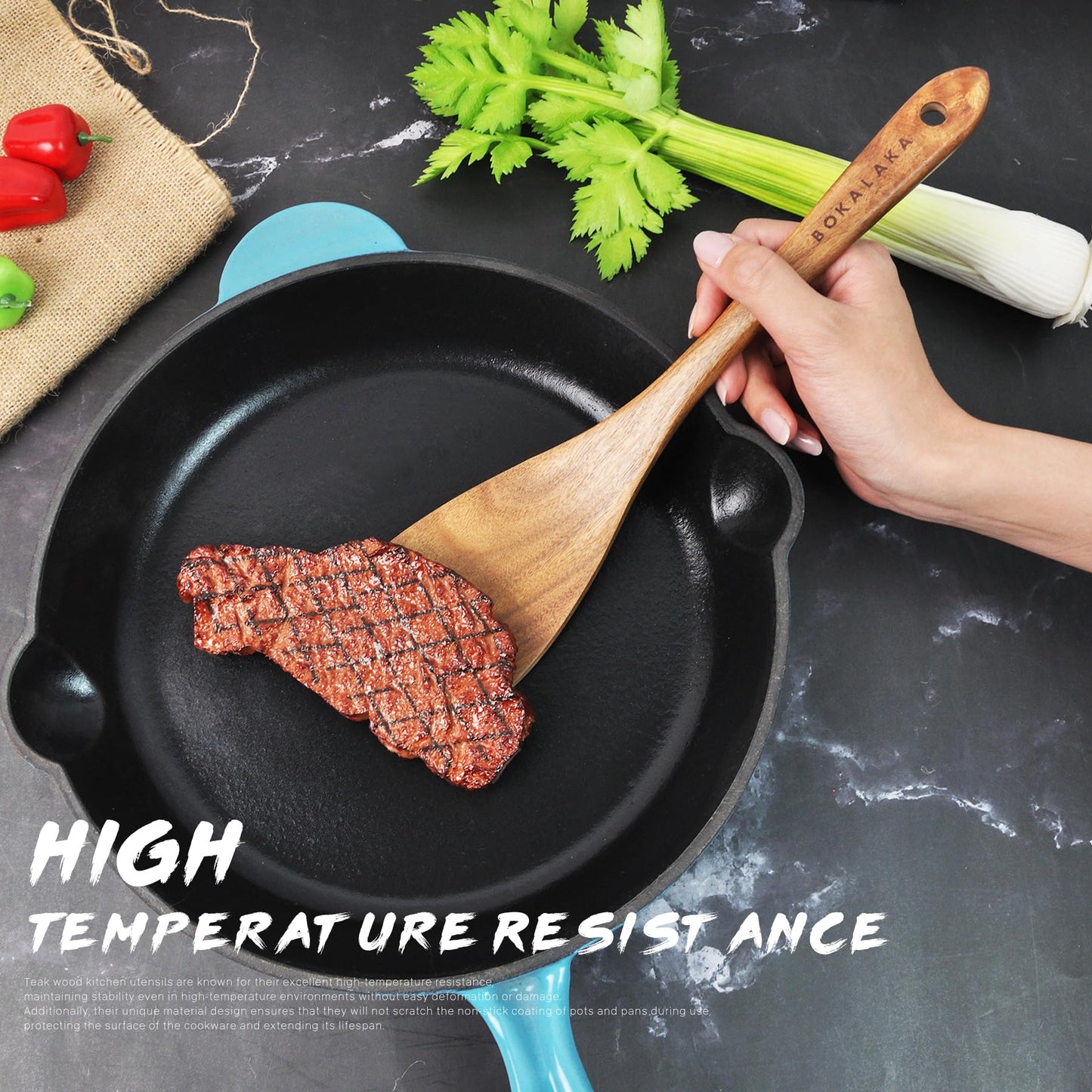 Kochlöffel aus Holz, 9-teiliges Holzutensilien-Set zum Kochen, Kochutensilien aus Holz mit bequemem Griff, Teakholz-Küchenutensilien-Set mit Utensilien